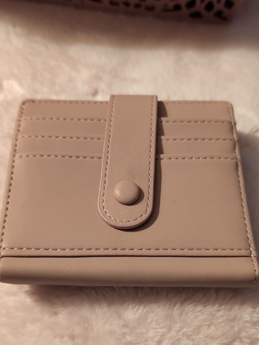 Compact Pink Snap Card Holder Wallet